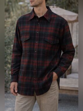 Vintage Pendleton Burnside Red Green Tartan Wool Button Up Shirt Men’s Size 17